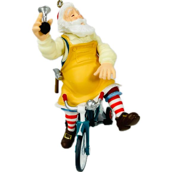 Hallmark TOYMAKER SANTA 2002 Keepsake Ornament Riding Bike with Box - Picture 3 of 12